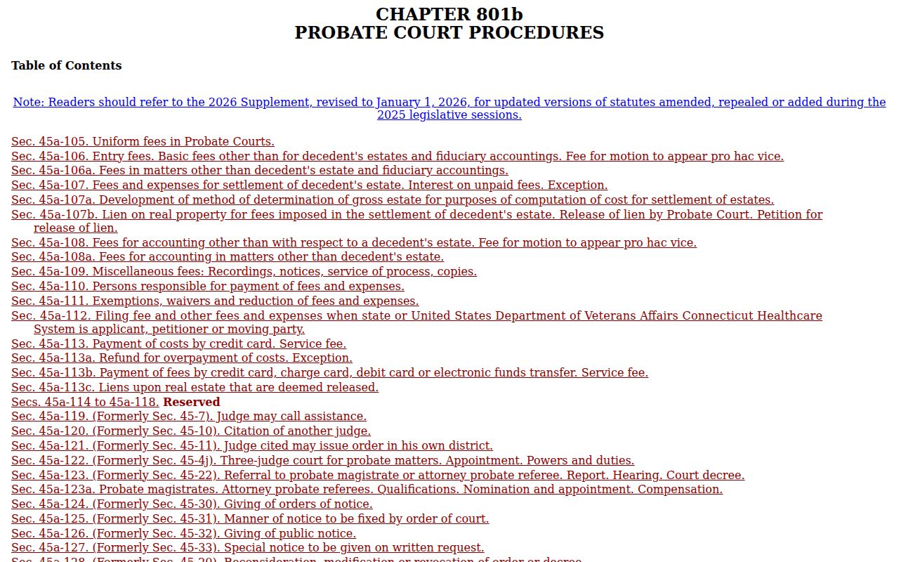 Norwalk Superior Court probate procedure source