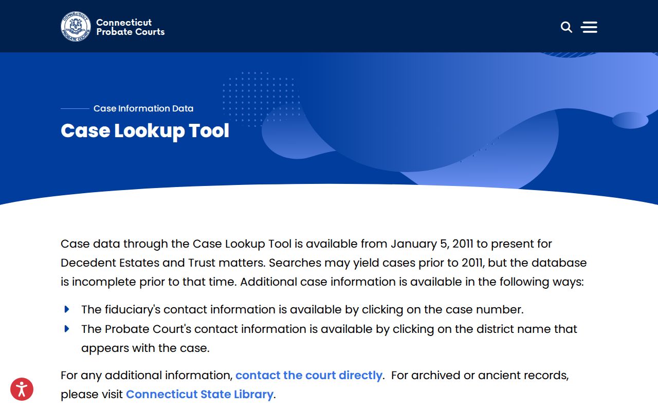 Norwalk probate records court case lookup source