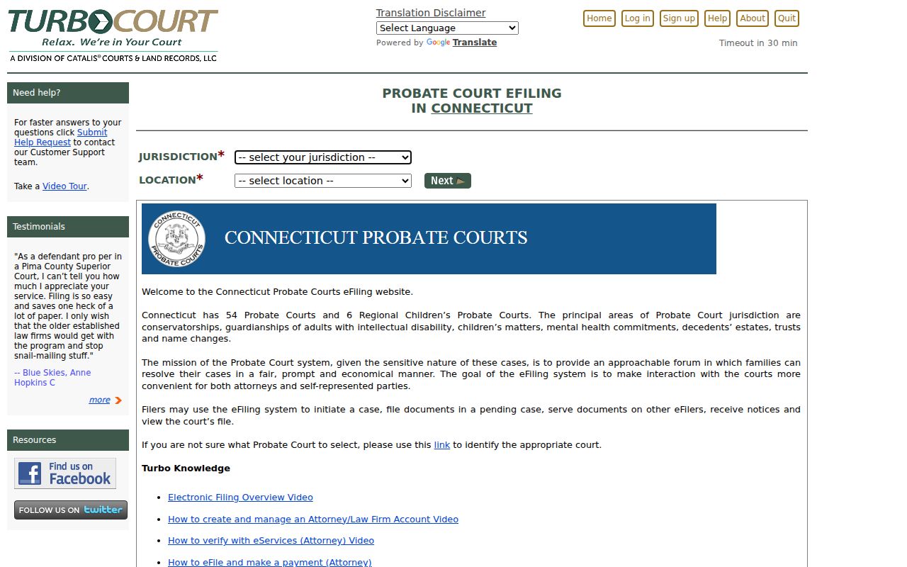 Norwalk probate records eFiling portal