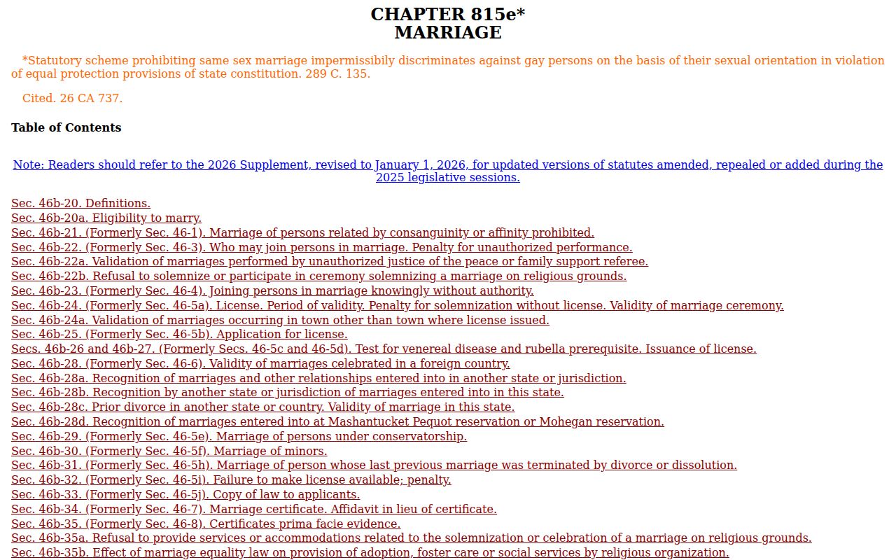 Norwalk warrant records Connecticut marriage and family statutory source